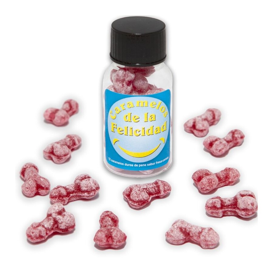 DIABLO PICANTE - POT DE 12 BONBONS HAPPY PENIS AUX FRAISE/CERISE